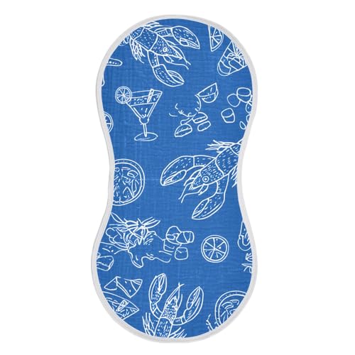 4 Pack Baby Burp Cloths, Soft Absorbent Burping Cloths for Babies, Cotton Milk Spit Up Rags, Large Size for Newborns, Baby Boys and Girls (Ocean Bounty Pattern)