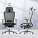 FLEXISPOT Ergonomic Office Chair with Footrest, Mesh High Back Computer Chair, Home Office Desk Chairs, with Adjustable Lumbar Support/4D Headrest/Reliable Base, Breathable Mesh Seat, Black, OC3 AIR-F