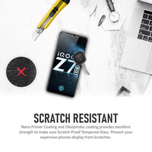Image of SupCares Tempered Glass for Vivo Y100, Vivo T2, iQOO Z7S and iQOO Z7 (6.38 Inch) With Installation Kit | 9H Edge to Edge Screen Protector | Black