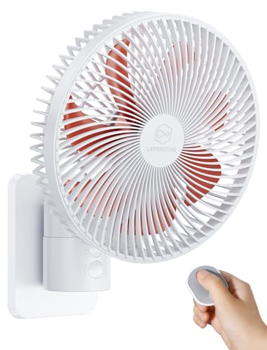 Image of 8.5-Inch Quiet Wall-Mounted Oscillation Fan with Remote & Timer, 4-Speed Adjustable for Small Bathrooms, Indoor Bedroom Cooling for RV, Adjustable Tilt, 5.92 ft Cord, Garage Cooling Fan for Home