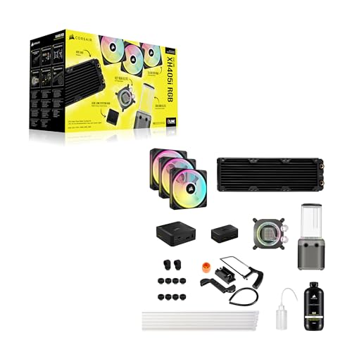 CORSAIR Hydro X Series iCUE Link XH405i Kit de Watercooling Personnalisé – Waterblock pour Processeur XC7 Elite – Pompe/Réservoir D5 XD5 Elite – 3 Ventilateurs RGB QX120 – Gris Furtif