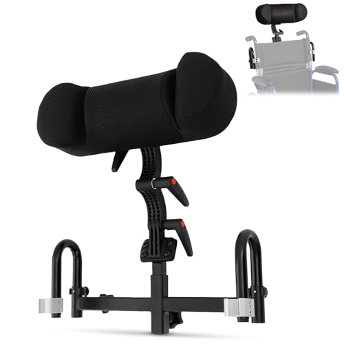 Image of KosmoCare Adjustable Wheelchair Headrest | Cushion Head Support | Backrest Cushion for Neck Support | Comfortable Seat Back Cushion | Universal | Wheelchair Accessories | Black