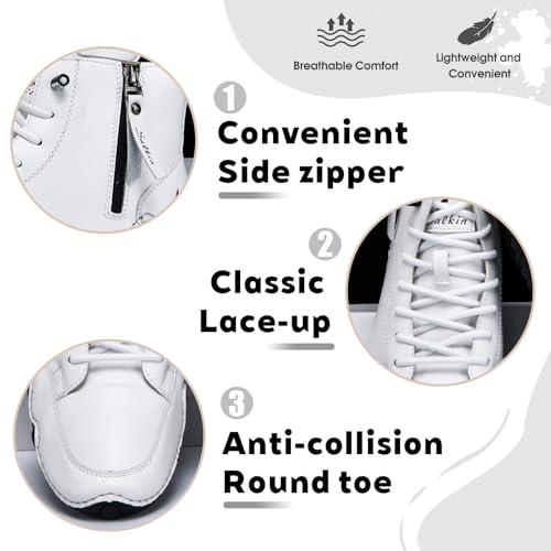 Men's Casual Leather Hand Stitching Lace up Ankle Boots With Side Zipper Lightweight Slip on Comfortable Non-Slip Chukka Boots Business Driving Dress Walking Shoes3