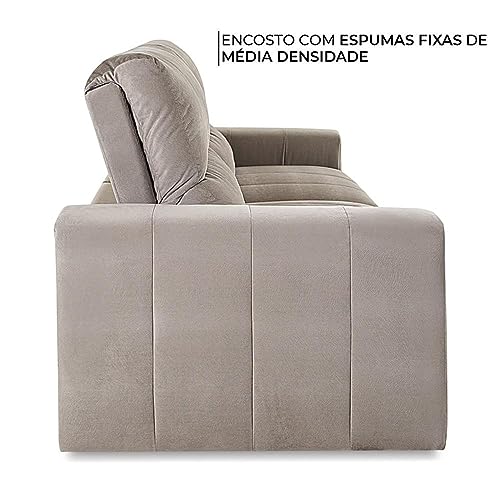 Sofá Retrátil e Reclinável 3 Lugares Herval Moove, Camurça Animale Cinza, 230 cm