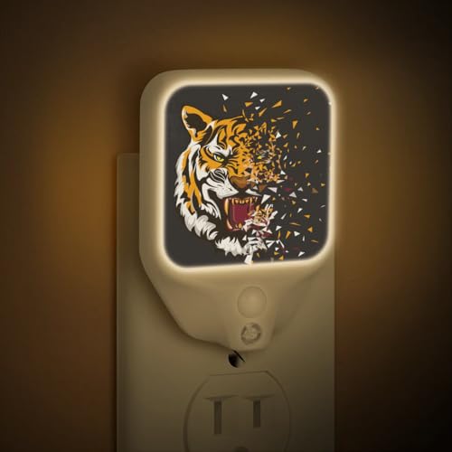 Image of Tiger Plug-in Led Night Light with Auto Dusk to Dawn Sensor for Room Decor, Adjustable Brightness Warm White Lights for Hallway,Bedroom, s Room, Kitchen, Stairway