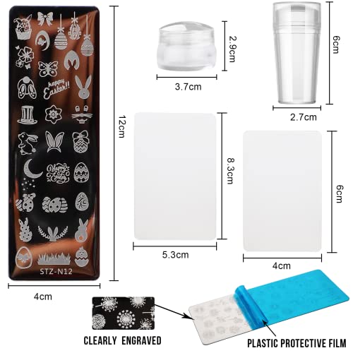 10Pcs Nail Stamp Plate Kit 6Pcs Nail Art Templates 2 Stamper 2 Scraper Animal Flower Leaf Stamper Nail Art Plates For Women Kid Art Decoration (Animal Flowers) #TOP1