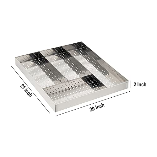Image of SmartSlide Stainless Steel Basket (21 x 22 x 4 Inch Cutlery Basket) for Modular Kitchen /Cutlery Tray for Kitchen Drawer /Plate Basket /Kitchen Rack /Utensil Holder for Kitchen