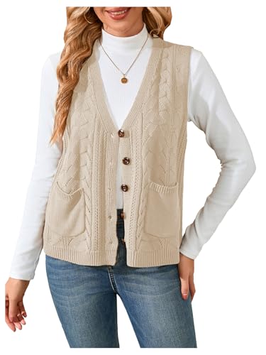Image of Verdusa Women's Sweater Vest Tops For Women Trendy Sleeveless Button Down Cardigan Outwear
