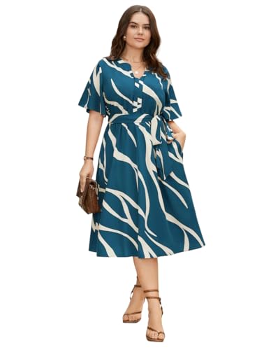 Image of JAIPURFAME One Piece Dress for Women, New American Print Rayon Midi Dress, Stylish, Modern Party Outfit, Perfect for Casual and Formal Occasions