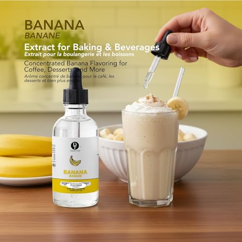 Image of Dolce Flav Natural Banana Extract - 2 oz Water-Soluble Pure Banana Flavoring Drops for Baking, Smoothies & Desserts | Sugar Free, Allergen Free, Kosher | Made in USA
