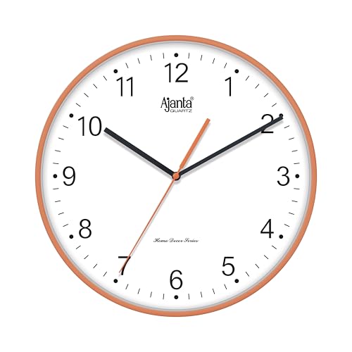 Image of Ajanta Luxury Copper Wall Clock 1187 (10.8 Inch) - Elegant Silent Sweep Quiet Mechanism - Modern Rose Gold Tone Decor