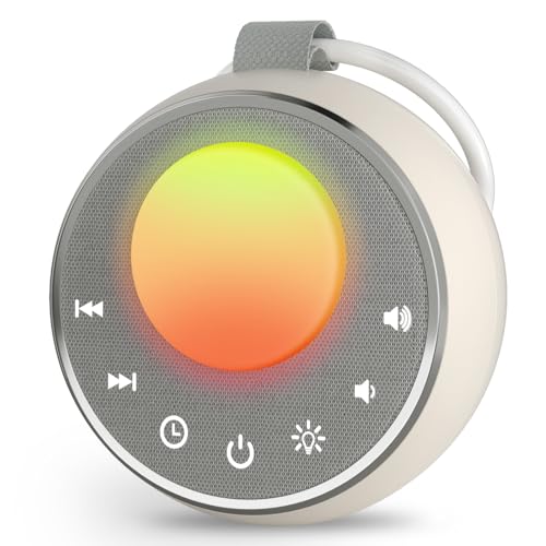 Peakeep White Noise Portable Sound Machine Sleeping Light for Adults Baby, Loud Clear Speaker, 25 Hours Continuous Audio 27 Noise Fan Nature No-looping Sounds, 30 Volume, Battery Operated