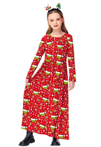 Image of Deerose Girls Maxi Dress Short Sleeve Casual Long Dresses with Pockets 5-14 Years