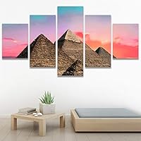 SIGNWIN 5 Panel Canvas Wall Art Modern Art Coastal Colorful Multicolor Photography Romantics Sunset for Home Decorations Ready to Hang - 60