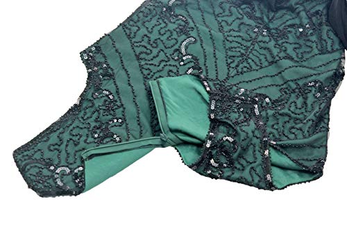 Image of Women Evening Maxi Long Dress 1920s Sequin Mermaid Hem Wedding Prom Gown Costume w / 20s Gatsby Accessories Set
