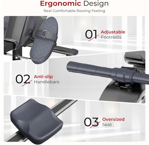 Rameur Pliable Rameur magnétique à 16 Niveaux Rail Coulissant Silencieux et Lisse avec Support de Tablette et écran LCD Capacité de Poids de 150 kg – Image 6