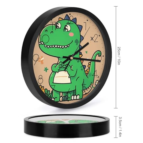 Horloge murale dinosaure 25cm noire silencieuse moderne - 3