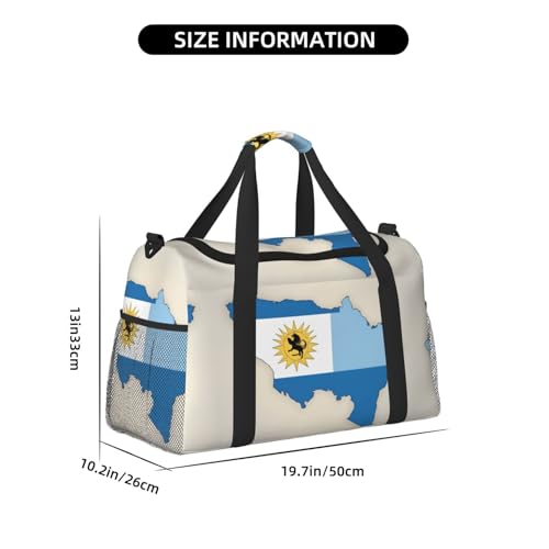 Uruguay flag Map01 print Travel Duffle Bag Gym Bag for Women,Puffer Tote Bag,Weekender Overnight Bag Organizer3
