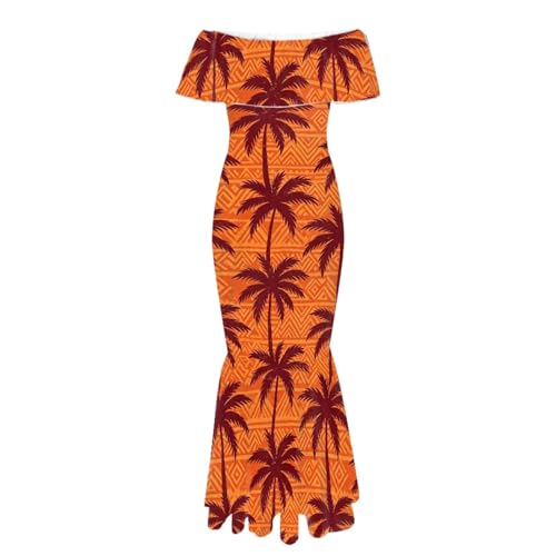 Image of Polynesian for Women S-7XL Off Shoulder Maxi Dress Hawaiian Summer Dresses