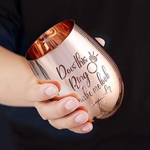 Does This Ring Make Me Look Engaged Wine Glass-Funny Stemless Wine Glasses, Engagement Wedding Wine Glass For Her Fiancee Girlfriend Bride #TOP5