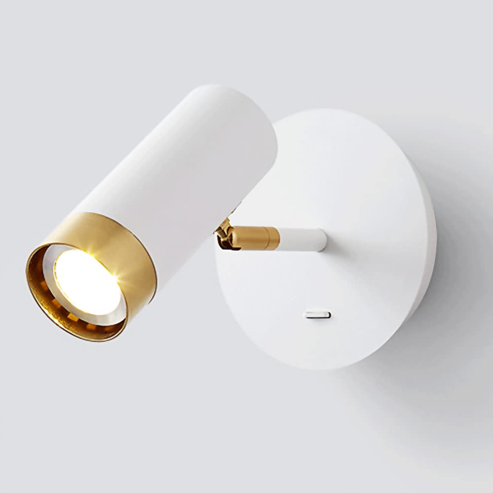 Aplique de pared E27 con foco mini giratorio de metal para lectura