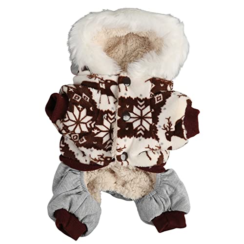 Ropa cálida para invierno para perros pequeños abrigo con capucha de Navidad M 7