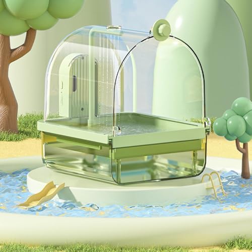 Baignoire pour cage d'oiseaux intérieure et extérieure avec perchoir intégré - 5