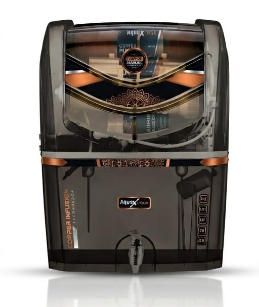 Image of Aqua x Crux 7-Stage RO UV UF Water Purifier with Copper Mineral Technology & TDS Controller | Advanced Home Water Filter for Safe Drinking Water, Impurity Removal & Better Taste(Black TPT)