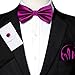 JEMYGINS Berry Purple Bow Tie Pre-tied Silk Bowtie and Pocket Square Cufflinks Sets for Men(43)