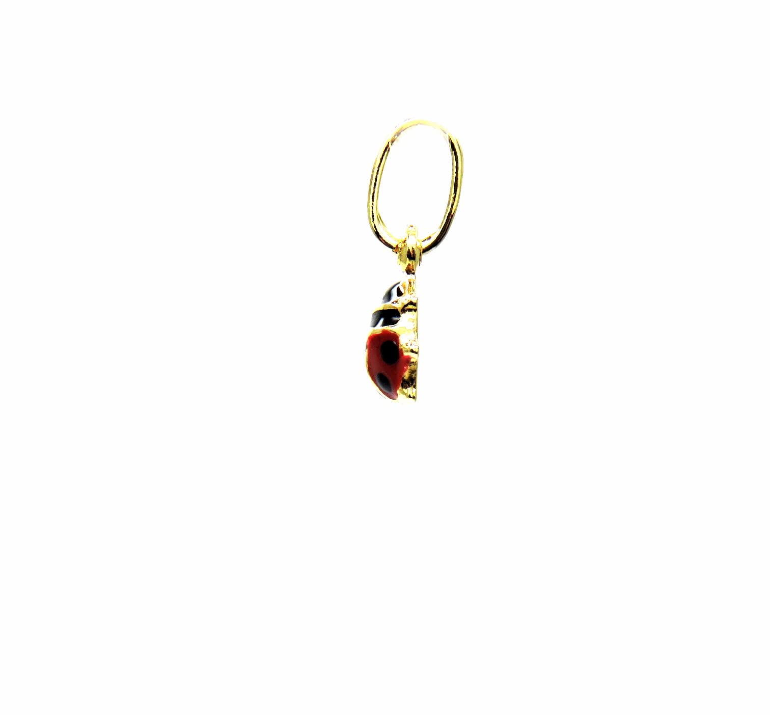 Ciondolo Oro Giallo 18kt (750) Pendente Piccola Coccinella Smaltata Rossa Mini Charms Ragazza Bambina