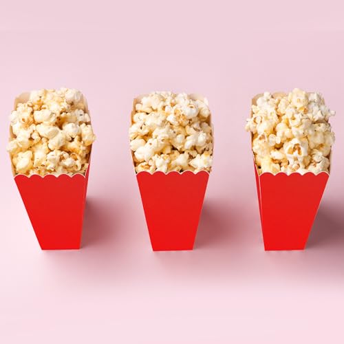 Image of 50 Pcs Red Popcorn Boxes Mini Paper Popcorn Box Cardboard Popcorn Container for Party Disposable Snack Candy Popcorn Bags Popcorn Holder for Movie Nights Birthday Wedding (Red)