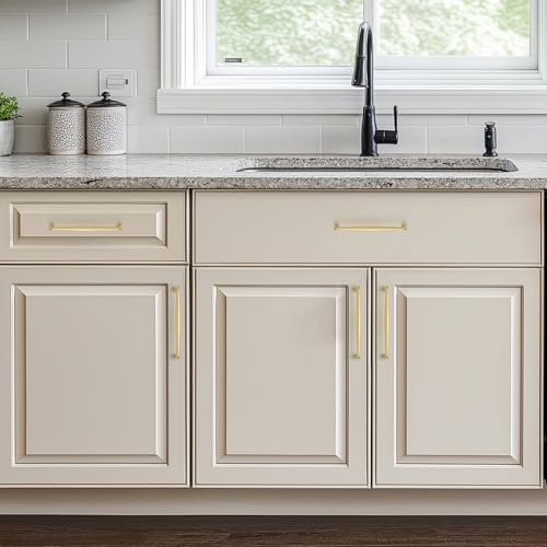 Image of Ravinte 20 Pack 6-1 /4 Inch Brushed Gold Kitchen Cabinet Handles Solid Zinc Alloy Cabinet Pulls Cupboard Hardware Drawer Handles
