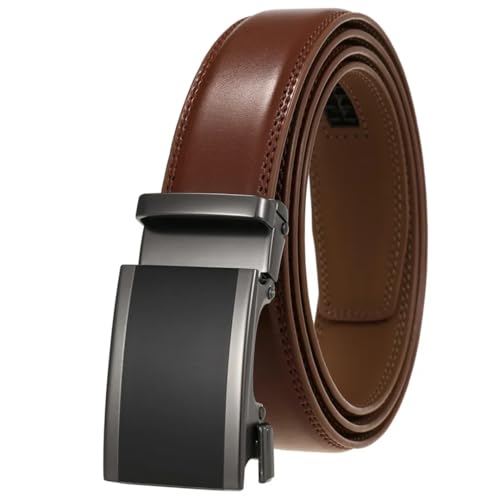 Men's 3Cm Wide Genuine Leather Belt Black Dark Brown Belt Automatic Buckle Formal Suit Belt4