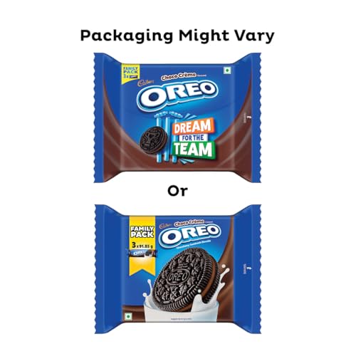 Image of Cadbury Oreo Chocolate Flavour Cream Sandwich Biscuit Family Pack, 275.55 g