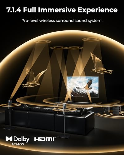 ULTIMEA Skywave X70 7.1.4ch, Soundbar 980W, Professional Wireless Surround Sound System for TV w/Dolby Atmos,10" Wireless Subwoofer, 20Hz Low Frequency, GaN Amplifier, 4K HDR Pass-Through - Image 3