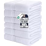 Utopia Towels 6 Pack Medium Bath Towel Set, 24 by 48 Inches, 500 GSM 100% Ring Spun Cotton, Lightweight and Highly Absorbent Quick Drying Premium Towels for Hotel, Spa and Bathroom, White