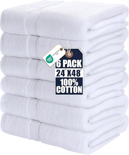 Utopia Towels 6 Pack Medium Bath Towel Set, 24 by 48 Inches, 500 GSM 100% Ring Spun Cotton,...