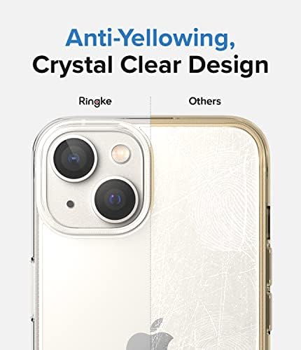 Ringke Fusion Compatible with iPhone 14 Case, Anti-Scratch Minimal Yellowing Clear Hard Back Shockproof Bumper Cover for iPhone 6.1-Inch (2022) - Transparent