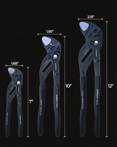Image of toolant 12-INCH Plier Wrench, CR-V Construction Adjustable Wrench With Pouch, Black Finish Smooth Jaw Pliers, Parallel Jaws with Comfortable Grips, Suitable for All Types of Nuts, Water Pipes, etc