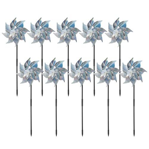 Garden Pinwheels 10pack,Reflective Pinwheels for Yard and Garden,...