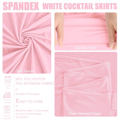 JALANCY 4 Packs 32 x 43 Inch Spandex Round Cocktail Table Skirts Stretch Cocktail Table Cover Fitted High Top Tables for Wedding Bar Party Banquet (Pink) by JALANCY - Used condition - Image 4