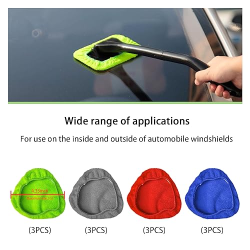 Ziciner 12 PCS Car Care Microfiber Cloths for Windshield Cleaner, Replaced Microfiber Pads Cover Kit, Car Windshield Cleaning Tool Bonnets, Interior Auto Window Cleaner Washing Pads (12 PCS)
