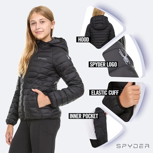 Spyder Girls Puffer Jacket with Hood Packable, Girls Winter Coats, Lightweight Ski Snow Outerwear3