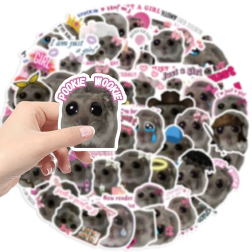 Funny Hamster Meme Vinyl Stickers,Y2K Aesthetic Graffiti Stickers,Vinyl Waterproof Sticker for Kids Teens Girls,for Phone Laptop Bottles Skateboard Computer Phone Luggage Guitar Gifts Sticker - Image 3