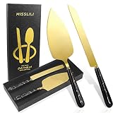 MISSLILI Wedding Cake Knife and Server Set, Unique Ceramics Handle Marble Pattern Cake Cutter Servin