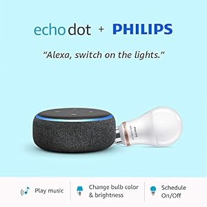 Echo Dot (Black) Combo with Philips 9W Smart Color Bulb – Smart Home Starter Kit