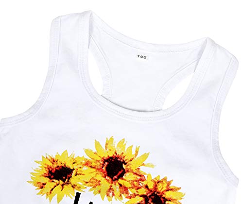WonderBabe Traje de verão infantil infantil bebê menina colete colete sem mangas girassol camiseta +
