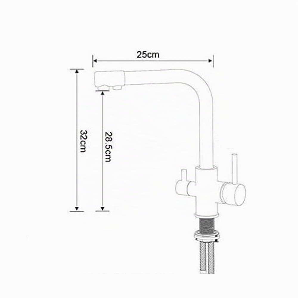Grifo Fregadero 3 Vías Osmosis, Grifería Giratoria a 360°, Grifo Cocina Lámina Bronce Beige