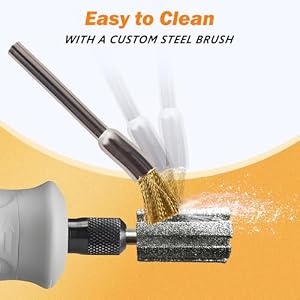 Cat Dog Nail Grinder Tip Sawtooth Bit Diamond Pet Nail Grinder Head with Steel Brush for 1/8" Dremel Rotary Tools and Most Brands, Fast Cooling & Anti-Clogging Wheel