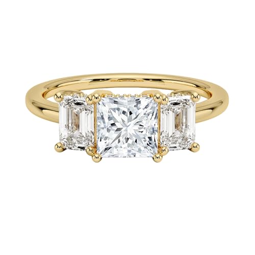 1CT Princess Cut Lab Grown Diamond Luxe Three Stone Engagement Ring For Her